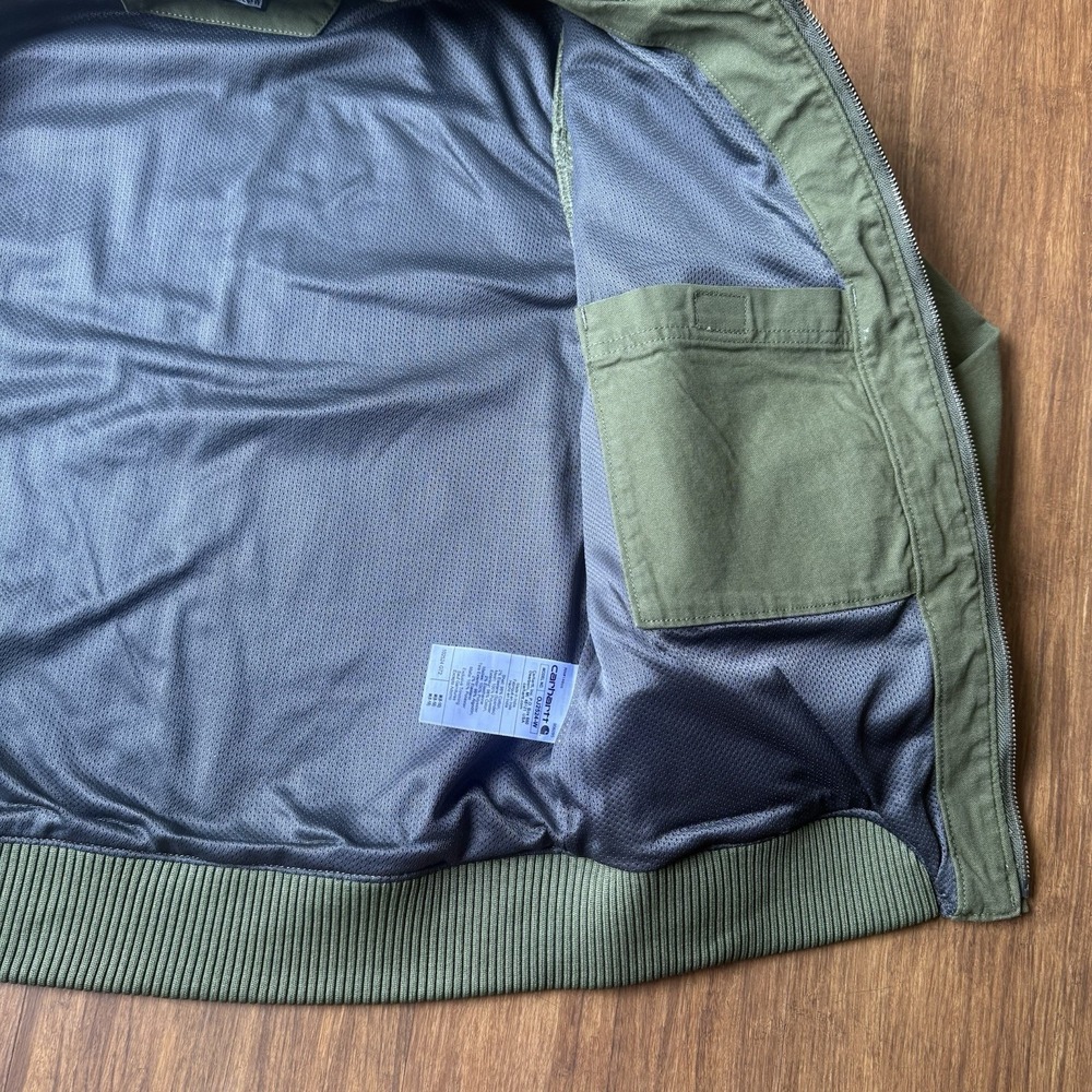 Carhartt Womens Medium Crawford Rugged Flex Canvas Bomber Jacket Green Winery - Picture 7 of 14